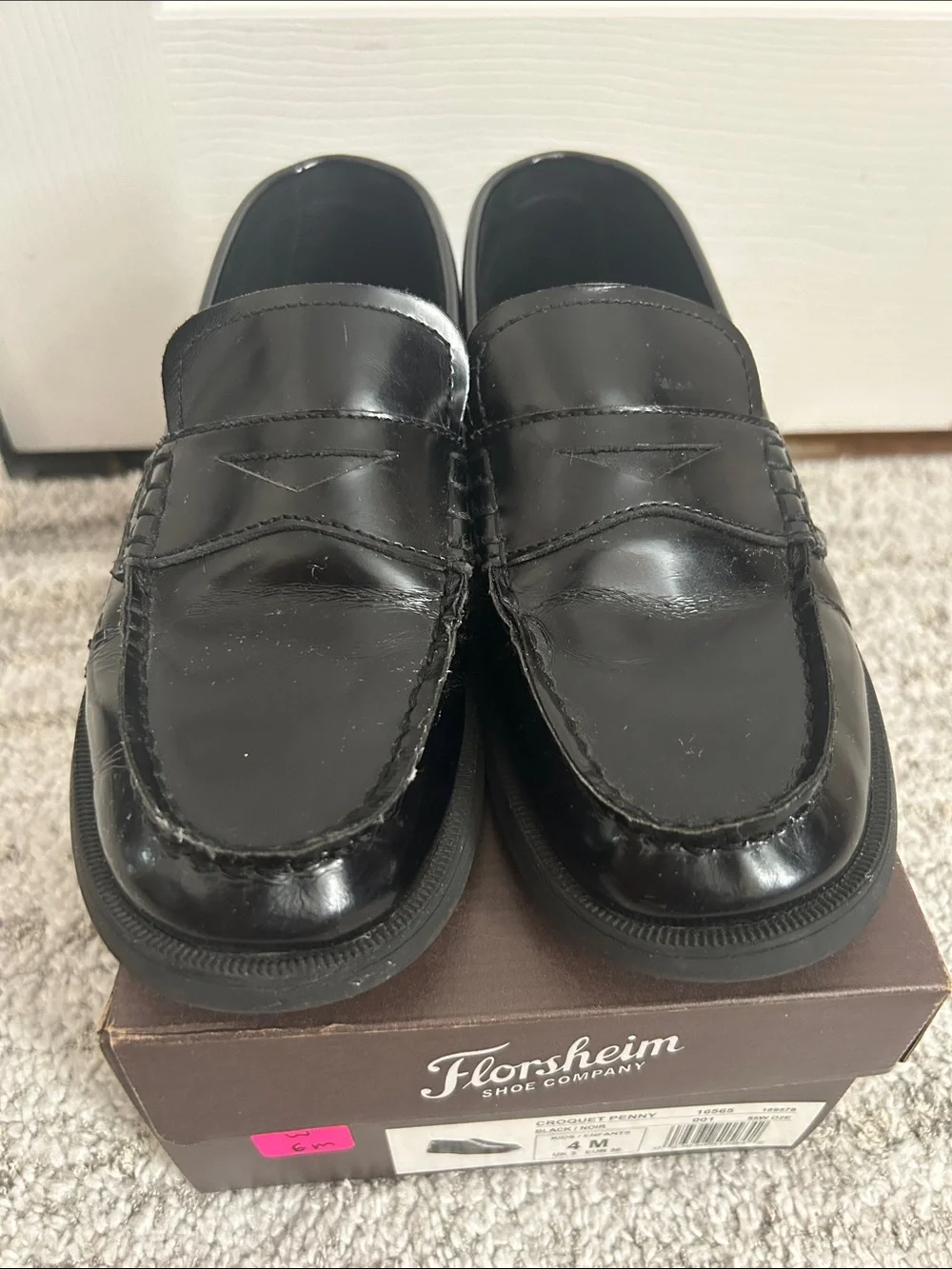 Florsheim Black Leather Croquet Penny Loafers